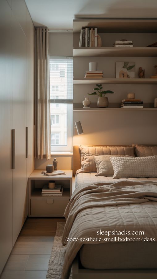 Small Bedroom with Smart Storage and Cozy Minimal Style