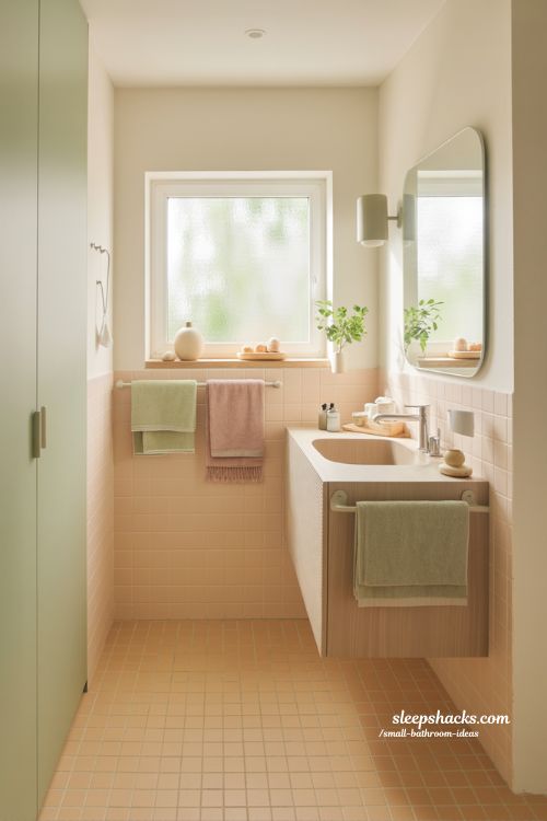 Neutral Small Bathroom Ideas With Soft Color Accents