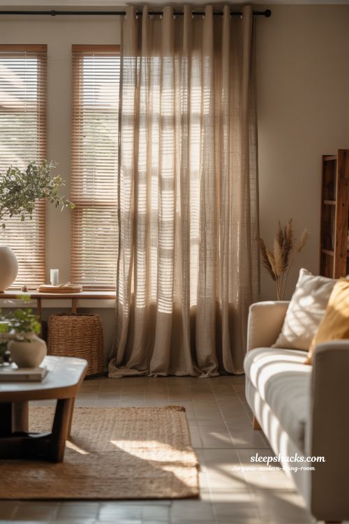 Neutral Window Treatments Organic Modern Living Room
