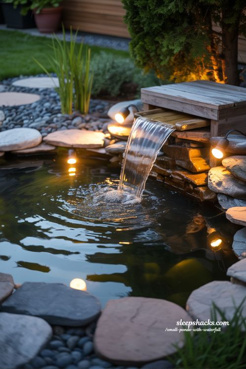 Night Lighting Magic Small Ponds With Waterfall Ideas Evening Retreat