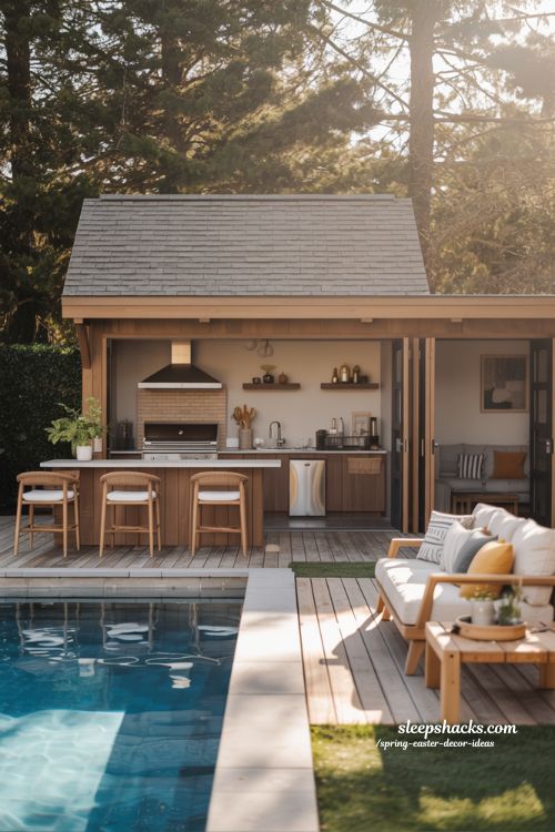 Outdoor Kitchen Pool House Guest House Combo with Entertainment