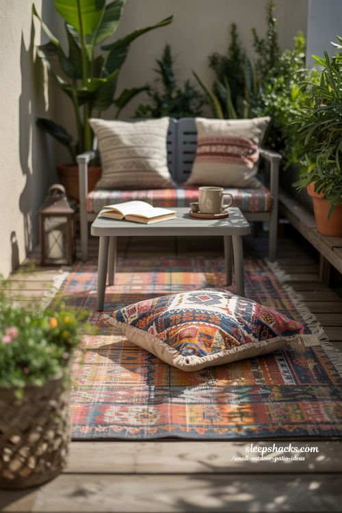 Outdoor Rug Anchors Small Patio Seating Zone Ideas