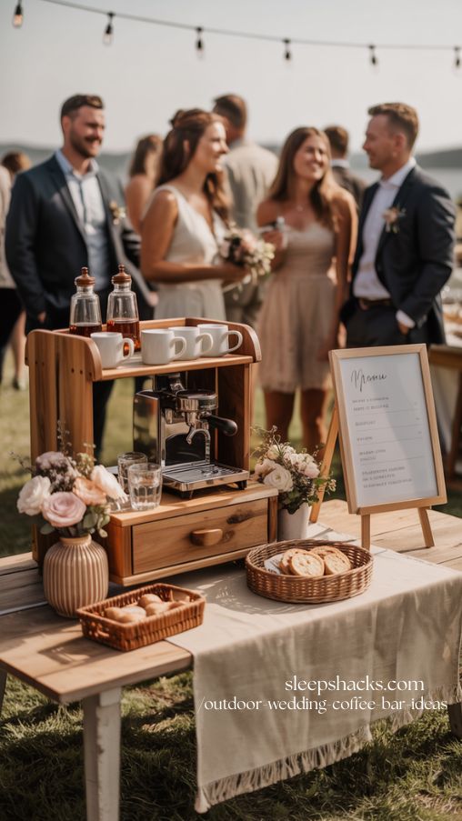 Outdoor Wedding Coffee Bar Ideas Cozy Rustic Setup
