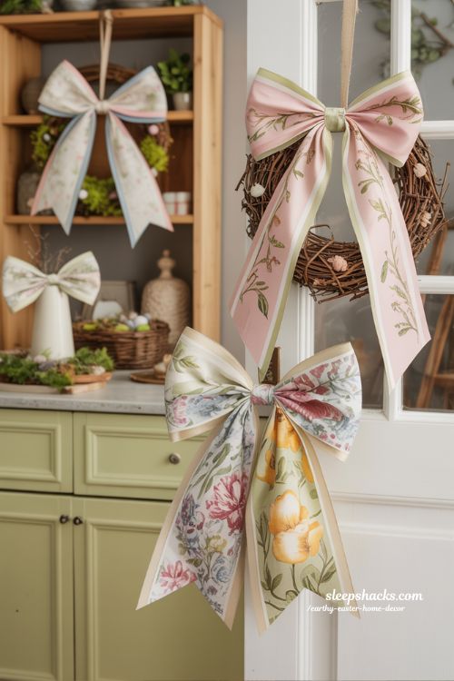 Oversized Spring Bows Earthy Easter Accents Cozy Seasonal Decor