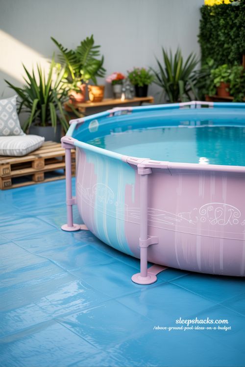 Painted Pool Exterior Above Ground Pool Budget Backyard Upgrade