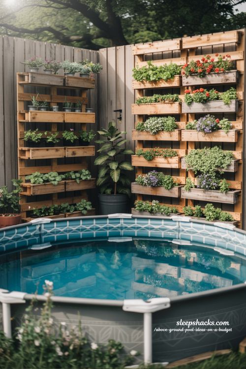 Pallet Planter Wall Above Ground Pool Budget Backyard Vertical Garden