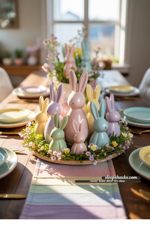 Pastel Bunny Centerpiece for Easter Table