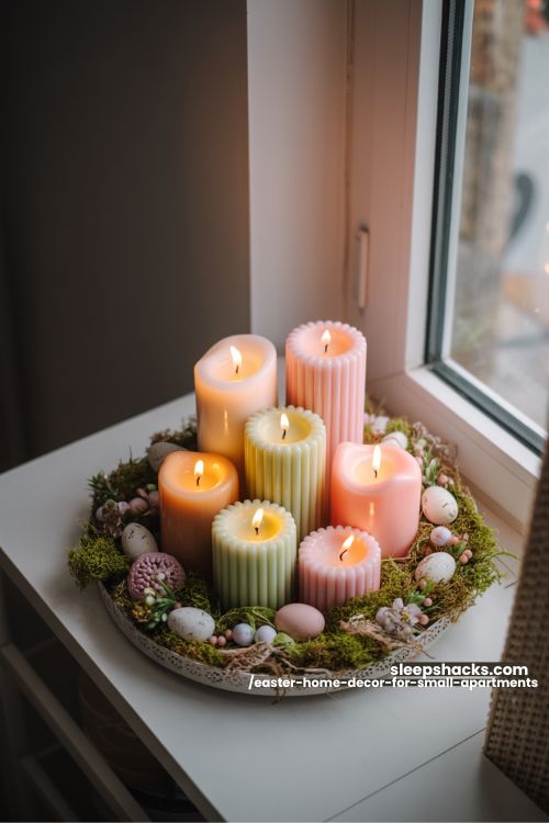 Pastel Candle Arrangement Easter Decor For Small Apartments