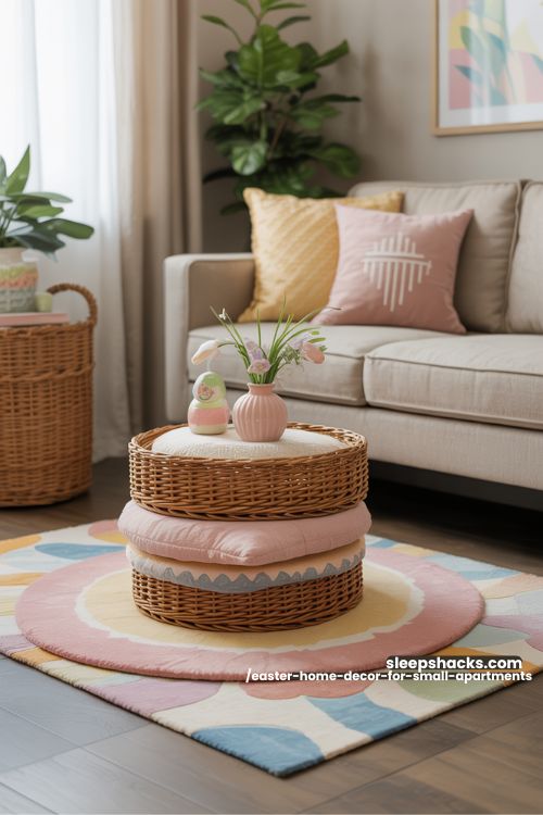 Pastel Rug Layers Easter Decor For Small Apartments
