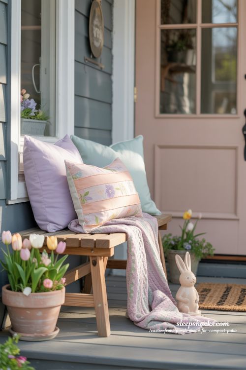 Pastel Throw Pillows For Cozy Easter Front Porch Decor
