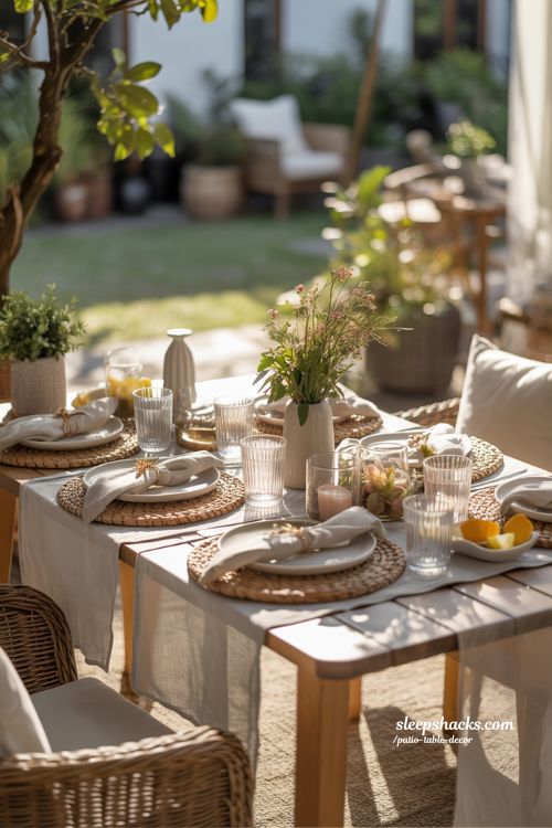 Patio Table Decor With Natural Textures And Seasonal Styling