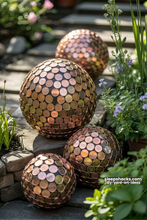 Penny Bowling Ball Garden Accent for Backyard