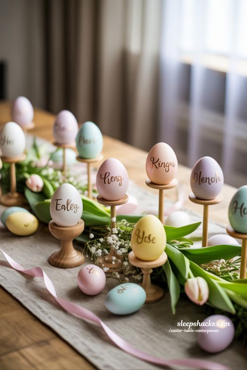 Personalized Egg Place Cards for Easter Table Centerpieces