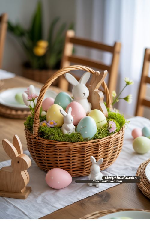 Playful Bunny and Basket Easter Centerpiece