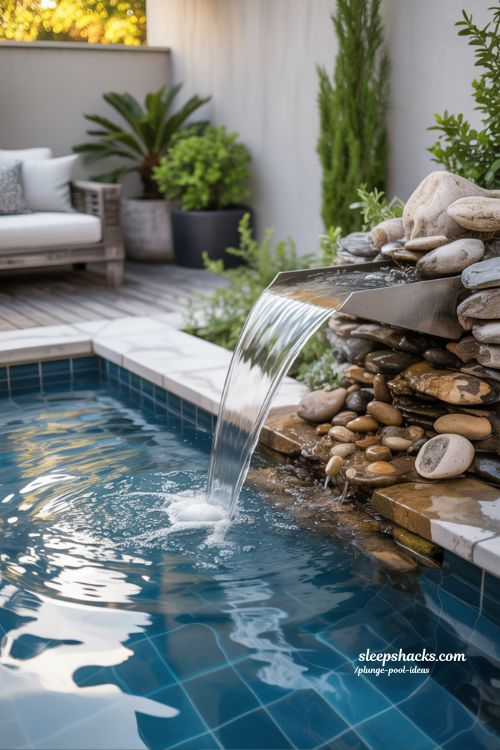 Plunge Pool with Waterfalls for Small Backyard Retreats