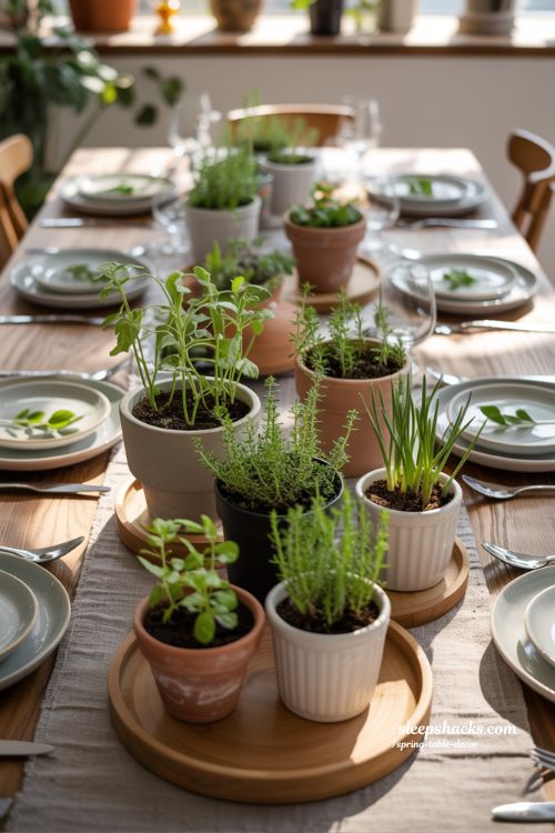 Potted Plant Centerpieces Spring Table Decor