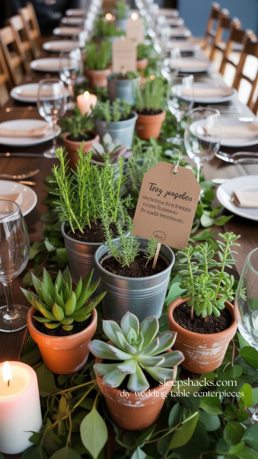 Potted Plant Wedding Centerpieces as Favors