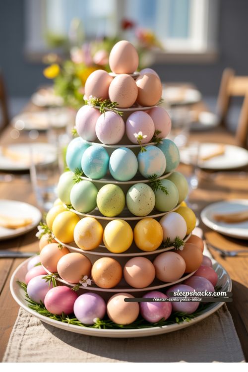 Rainbow Egg Tower Easter Centerpiece