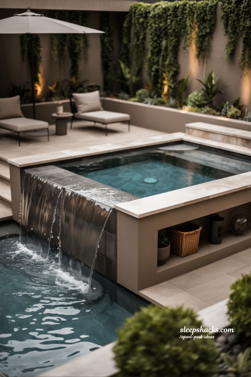 Raised Spool Pool for Small Backyard with Storage and Style