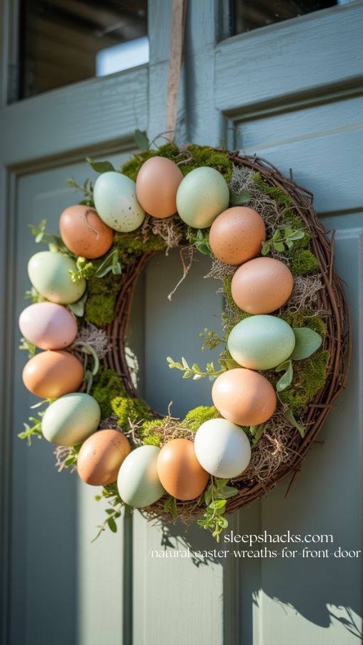 Real Egg Wreath for Authentic Spring Front Door