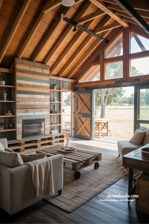 Reclaimed Wood and Materials Barndominium Interior on a Budget