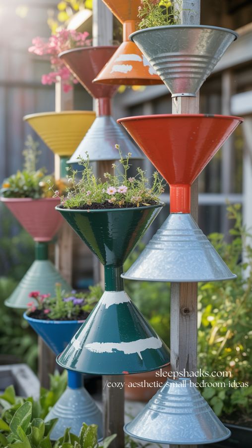 Repurposed Funnels for Playful and Seasonal Garden Art