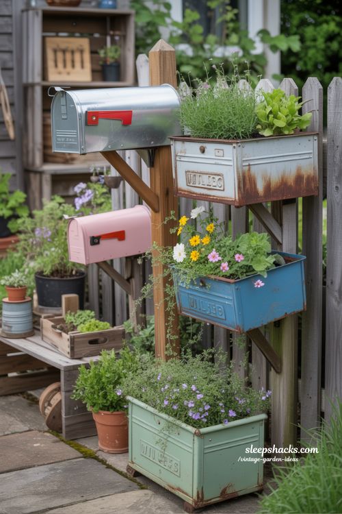 Repurposed Vintage Mailbox Planters with Whimsical Garden Charm
