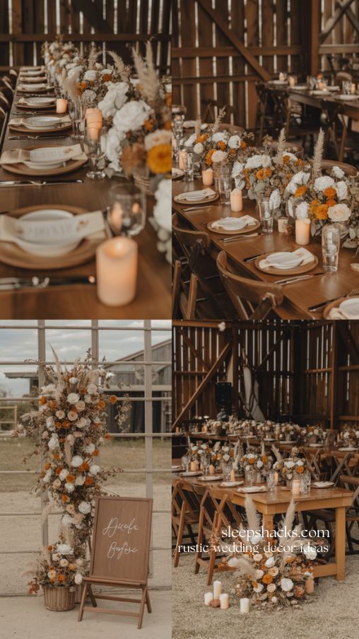 Rustic Barn Wedding Decor With Warm Florals