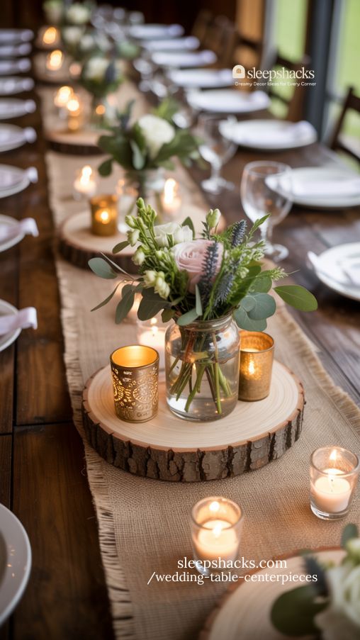 Rustic Barn Wedding Table Centerpieces