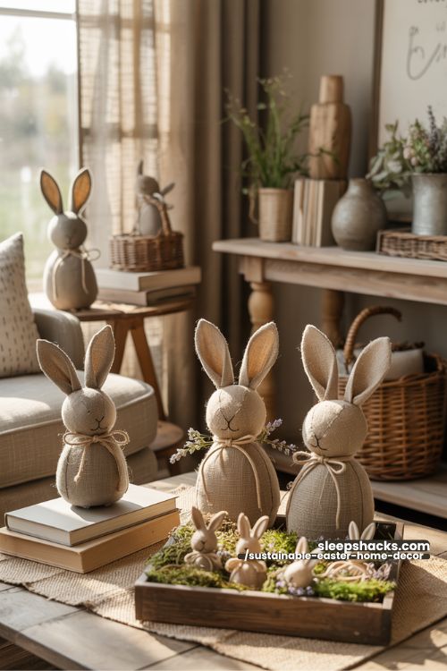 Rustic Burlap Bunny Ornaments for Sustainable Easter Decor