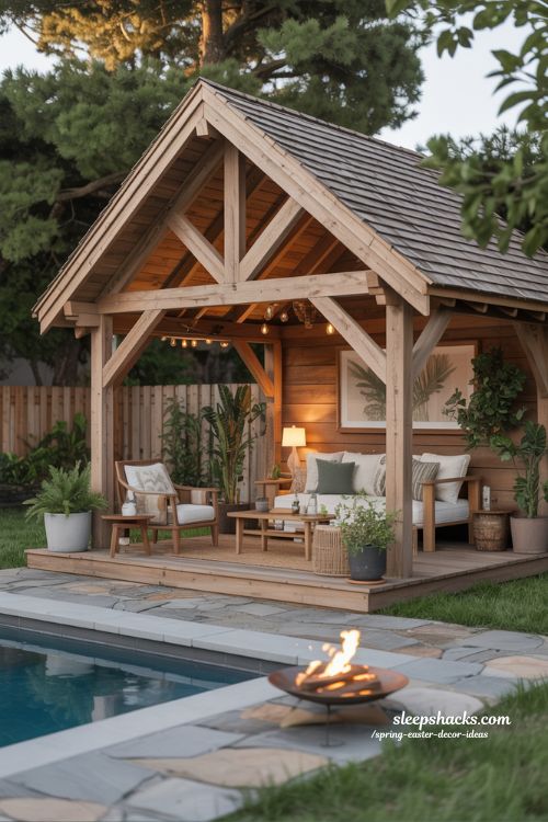 Rustic Cabana Pool House Guest House Combo