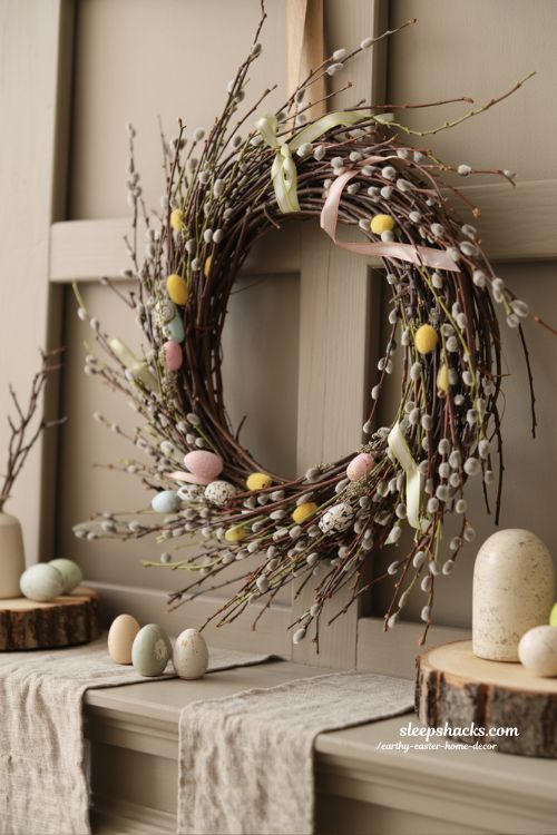 Rustic Easter Wreath Twigs Catkins Earthy Spring Decor