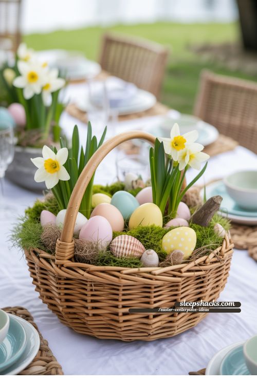 Coastal and Whimsical Easter Basket Centerpiece