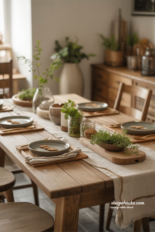 Rustic Farmhouse Spring Table Decor Warm Natural