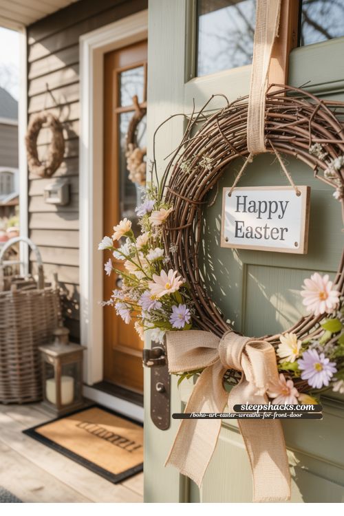 Rustic Shabby Chic Boho Easter Wreath Front Porch Decor