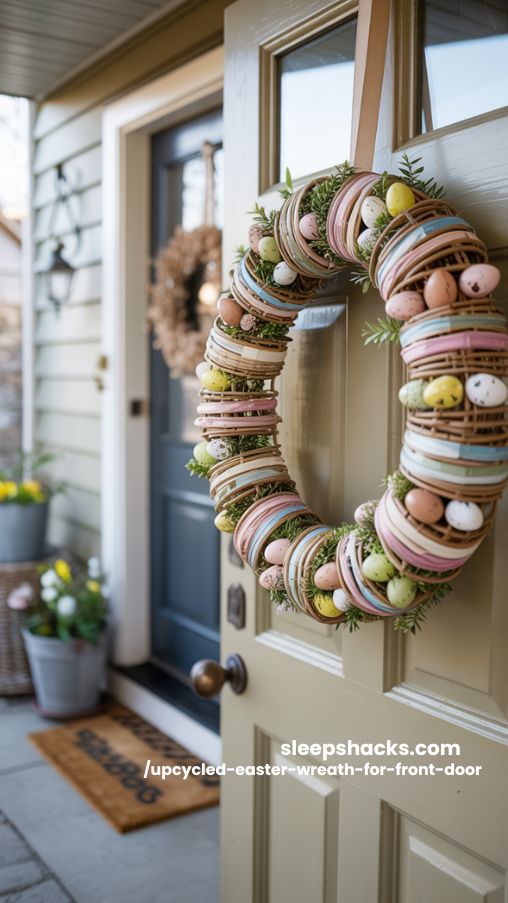 Rustic Twine and Mini Egg Easter Wreath for Front Door