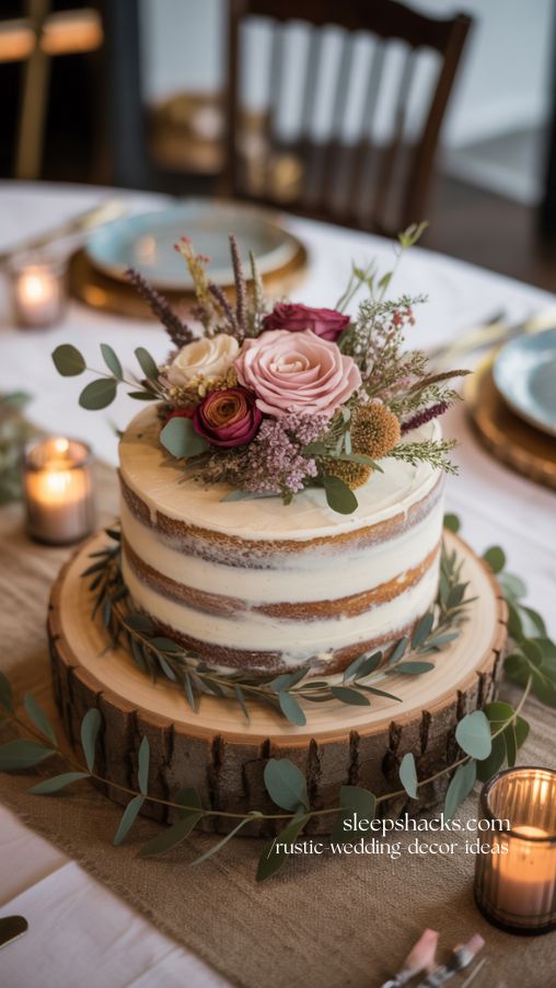 Rustic Wedding Cakes With Floral Accents