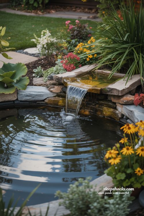Seasonal Color Changes Small Ponds With Waterfall Ideas Vibrant Backyard