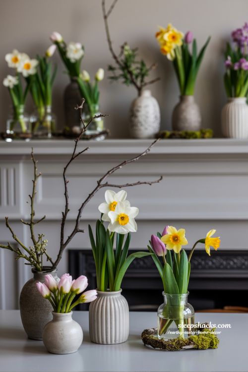 Seasonal Flower Displays Bud Vases Fresh Earthy Easter Decor