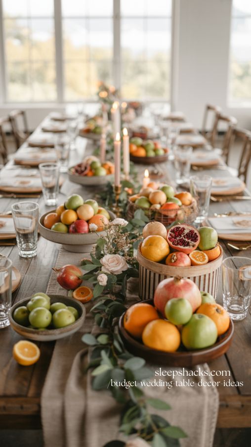 Seasonal Fruit Wedding Table Centerpieces on a Budget