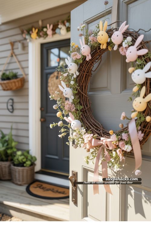 Shabby Bunny Garland Boho Easter Wreath Front Porch Decor