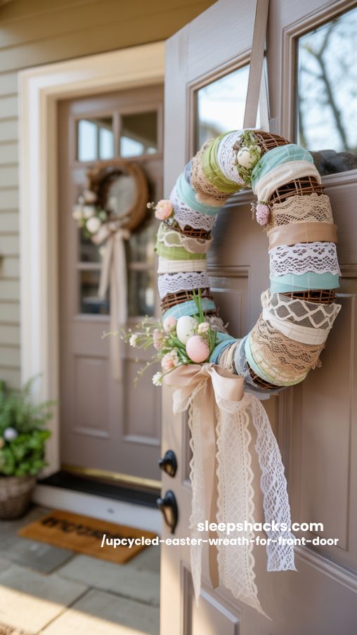 Shabby Chic Lace and Ribbon Easter Wreath for Front Door