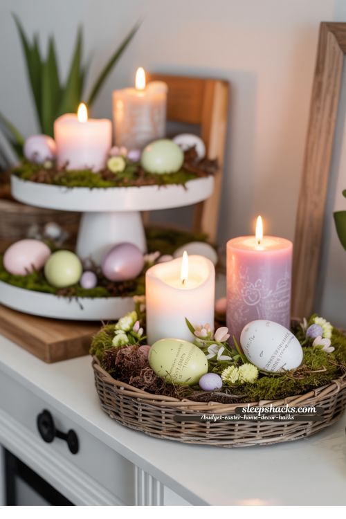 Simple Candle Arrangements for Cozy Easter Decor
