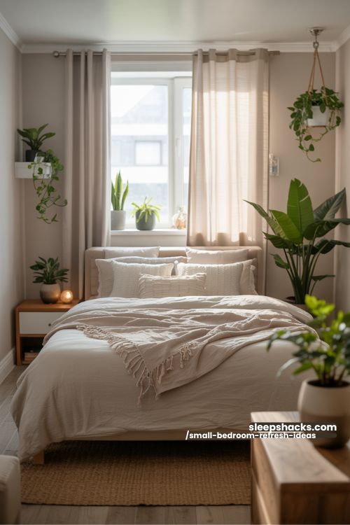 Small Bedroom Adding Greenery Cozy Fresh Vibes