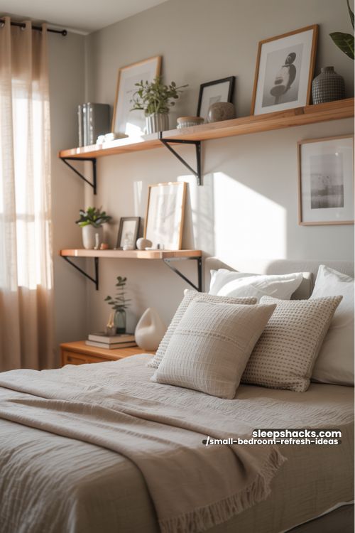 Small Bedroom DIY Decorative Floating Shelves Stylish Storage