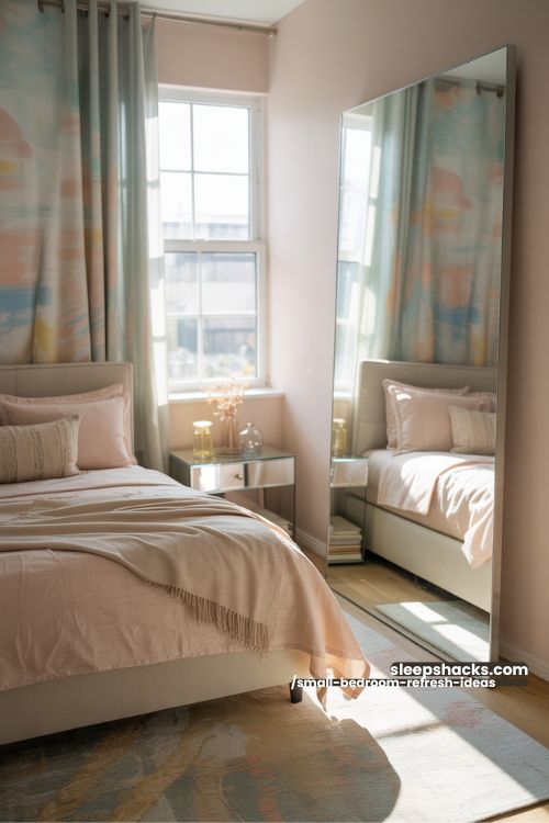 Small Bedroom Mirrors and Light Colors Spacious Refresh