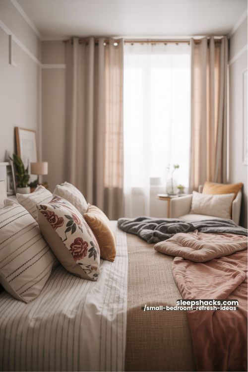 Small Bedroom Pattern and Texture Mixing Cozy Curated Refresh
