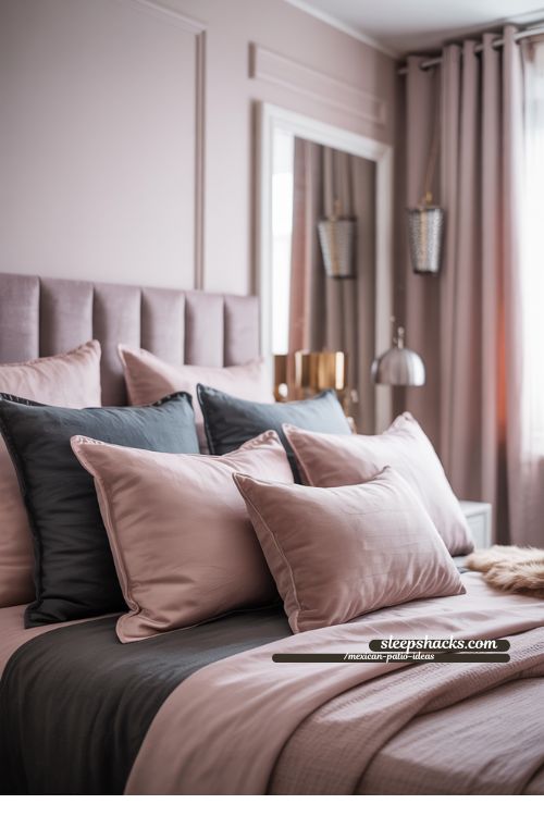 Small Bedroom With Sophisticated Pink And Grey Palette