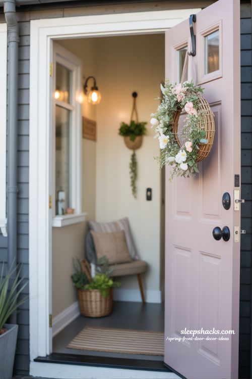 Small Space Spring Front Door Decor Ideas for Cozy Entryways