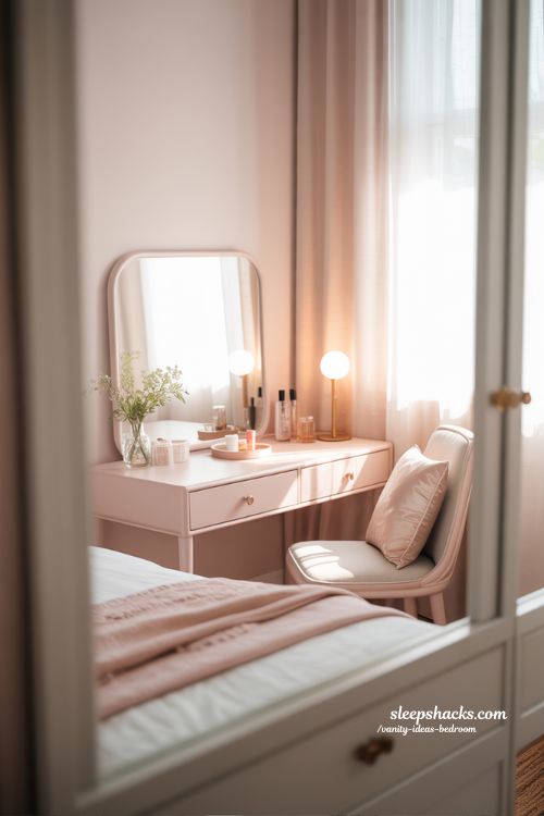 Soft Pastel Vanity Bedroom Ideas Feminine Cozy Makeup Corner
